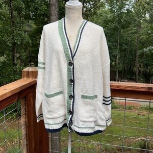 BP Oversized Knit Button Front Light Academia Nerdy Cardigan w/ Pockets M NWT